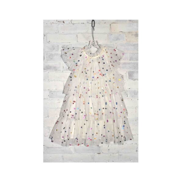 Lola and the Boys White Tulle Tiered Polka Dot PARTY DRESS Kids Size 6! - Picture 1 of 6